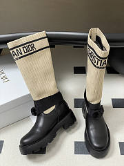 Dior D-Major Boot Black Calfskin with Black and beige - 5