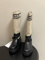 Dior D-Major Boot Black Calfskin with Black and beige - 4