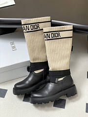 Dior D-Major Boot Black Calfskin with Black and beige - 3