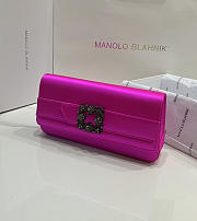 Manolo Blahnik Gothisi Fuchsia Satin Clutch 24x12x3cm - 5