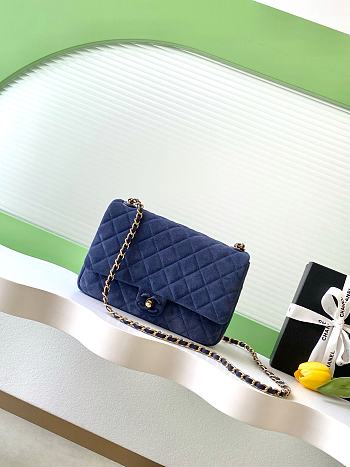 Chanel Flap Bag Blue Suede 26x18x7cm