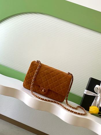 Chanel Flap Bag Brown Suede 26x18x7cm