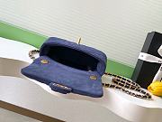 Chanel Small Flap Bag Blue Suede 20x14x6cm - 5
