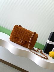 Chanel Small Flap Bag Brown Suede 20x14x6cm - 1