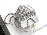 Chanel New Heart Shaped Bag Silver Lambskin 18x19x5.5cm - 5