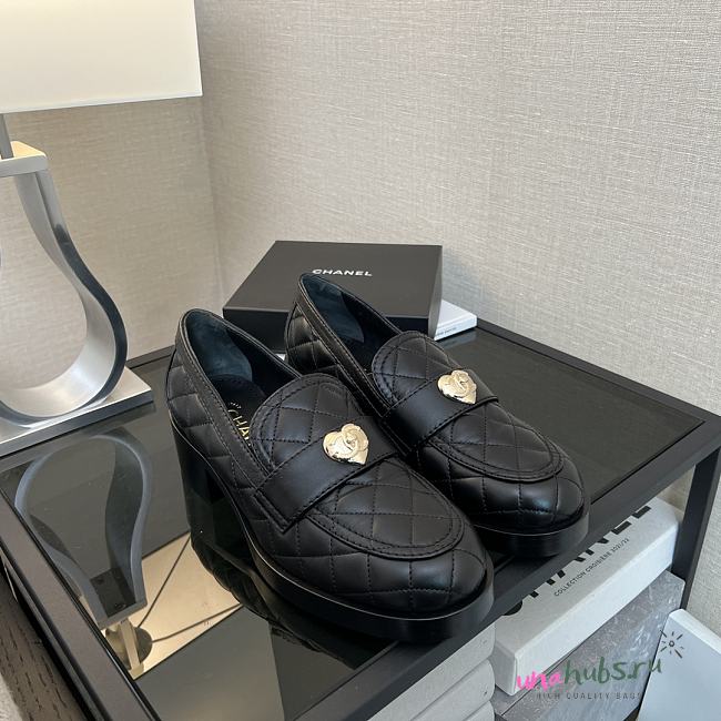 Chanel Lambskin Quilted CC Heart Loafers  - 1
