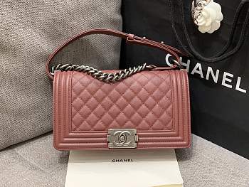 Chanel Medium Leboy Bag Burgundy Caviar Silver 25cm