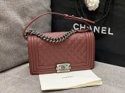 Chanel Medium Leboy Bag Burgundy Caviar Silver 25cm - 5