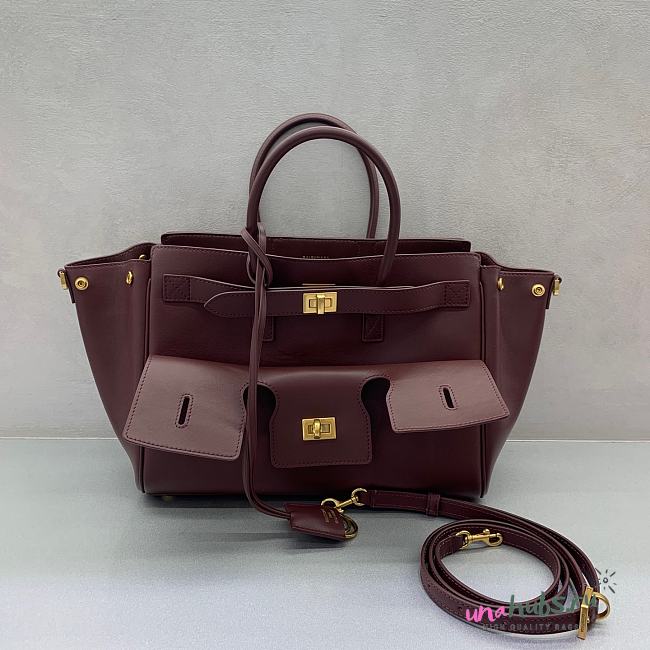 Balenciaga Bel Air Bag Burgundy 30x10x24cm - 1