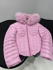 Balenciaga Hooded Corseted Puffer in Pink  - 4