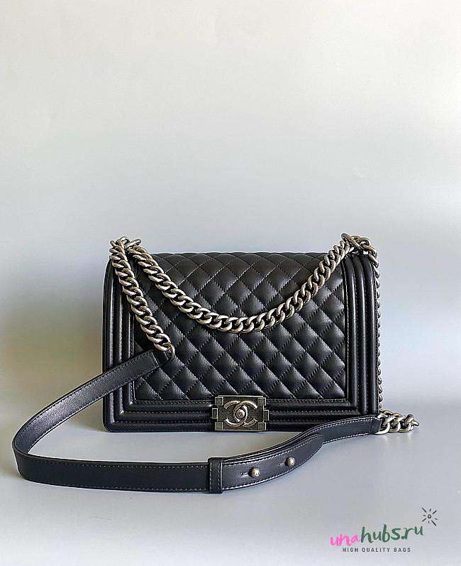 Chanel Le boy new medium lambskin black bag 28cm - 1