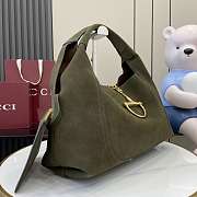 Gucci Softbit Maxi Shoulder Bag Green Suede 46x26x16cm - 5