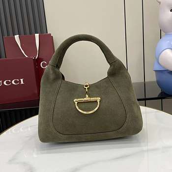 Gucci Softbit Small Tote Green Suede 27.5x21x16cm