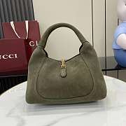 Gucci Softbit Small Tote Green Suede 27.5x21x16cm - 4