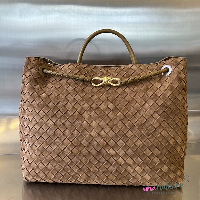 Bottega Large Veneta Andiamo Brown Suede Tote - 43x33x20cm - 1