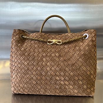 Bottega Large Veneta Andiamo Brown Suede Tote - 43x33x20cm