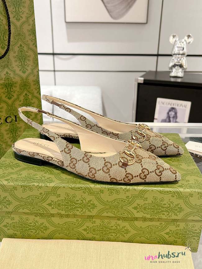 Gucci Erin GG Canvas Slingback Flats - 1