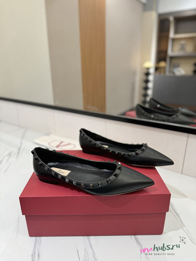 Valentino Garavani Rockstud leather Full Black ballet flats - 1