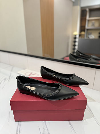 Valentino Garavani Rockstud leather Full Black ballet flats