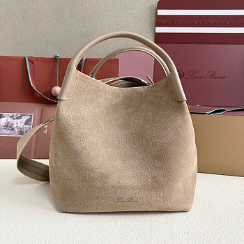 Loro Piana Large Bale bag Calfskin Taupe/Sun Gold 36x28x22cm