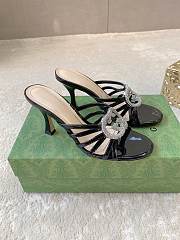 Gucci slide sandal with crystal Interlocking G black 8.5cm - 1