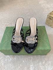 Gucci slide sandal with crystal Interlocking G black 8.5cm - 2