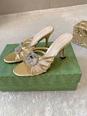 Gucci slide sandal with crystal Interlocking G gold 8.5cm - 1