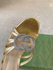 Gucci slide sandal with crystal Interlocking G gold 8.5cm - 4