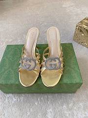 Gucci slide sandal with crystal Interlocking G gold 8.5cm - 2