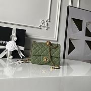 Chanel Mini Flap Bag Bell Green Lambskin 17cm - 1