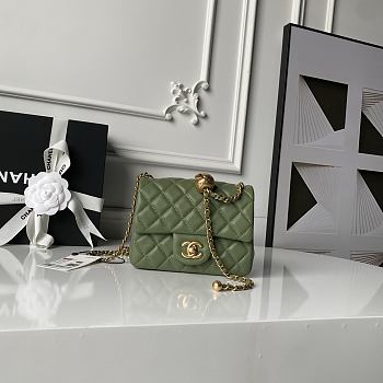 Chanel Mini Flap Bag Bell Green Lambskin 17cm