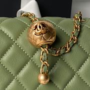 Chanel Mini Flap Bag Bell Green Lambskin 17cm - 5