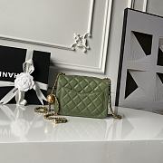 Chanel Mini Flap Bag Bell Green Lambskin 17cm - 3