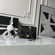 Chanel Mini Flap Bag Bell Black Lambskin 17cm - 1