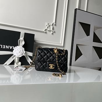 Chanel Mini Flap Bag Bell Black Lambskin 17cm