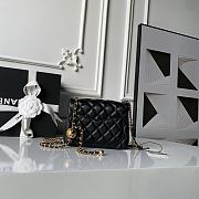 Chanel Mini Flap Bag Bell Black Lambskin 17cm - 3