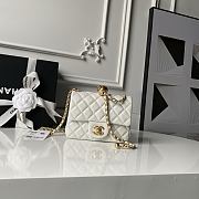 Chanel Mini Flap Bag Bell White Lambskin 17cm - 1