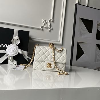 Chanel Mini Flap Bag Bell White Lambskin 17cm