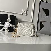 Chanel Mini Flap Bag Bell White Lambskin 17cm - 5