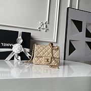 Chanel Mini Flap Bag Bell Beige Lambskin 17cm - 1