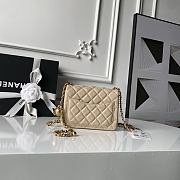 Chanel Mini Flap Bag Bell Beige Lambskin 17cm - 4