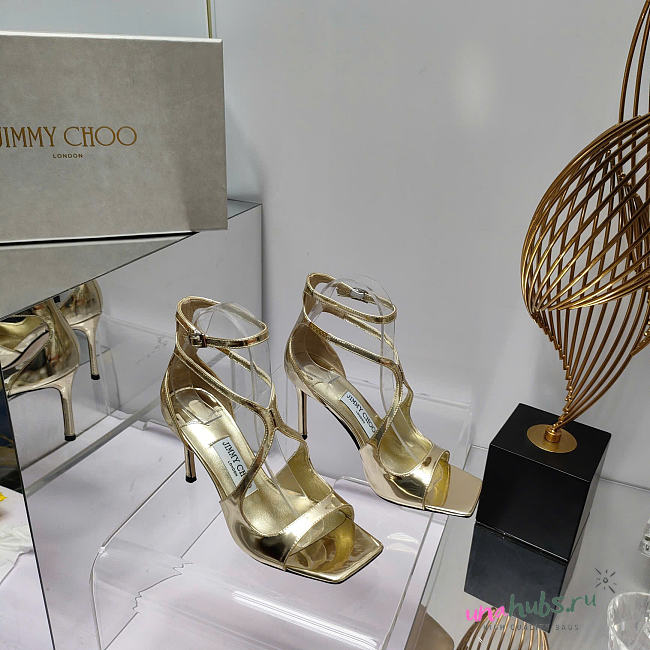 Jimmy Choo Azia 95 Gold Heels - 1
