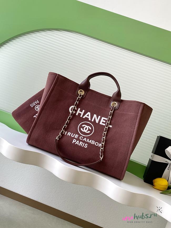 Chanel Deauville Shopping Tote Burgundy 38cm - 1