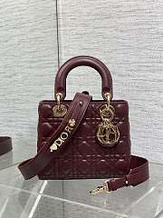 Dior Small Lady Bag Burgundy Gold 20cm - 1