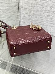 Dior Small Lady Bag Burgundy Gold 20cm - 5
