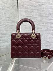 Dior Small Lady Bag Burgundy Gold 20cm - 4