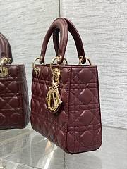 Dior Small Lady Bag Burgundy Gold 20cm - 2