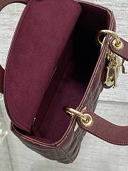Dior Small Lady Bag Burgundy Gold 20cm - 3