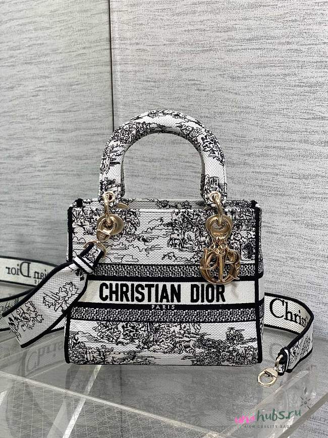 Christian Dior Lady D-Lite Toile de Jouy black white 24x11x20cm - 1