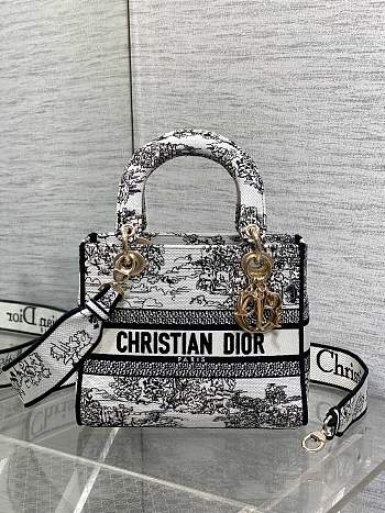 Christian Dior Lady D-Lite Toile de Jouy black white 24x11x20cm